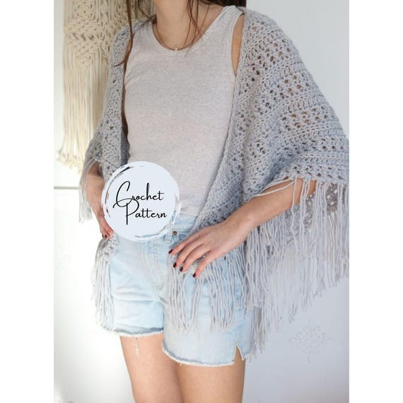 Triangle Shawl Crochet Pattern Lace Wrap Scarf Easy Beginner Poetcore Crochet Shawl Summer Prayer Shawl Fringe Boho Crochet