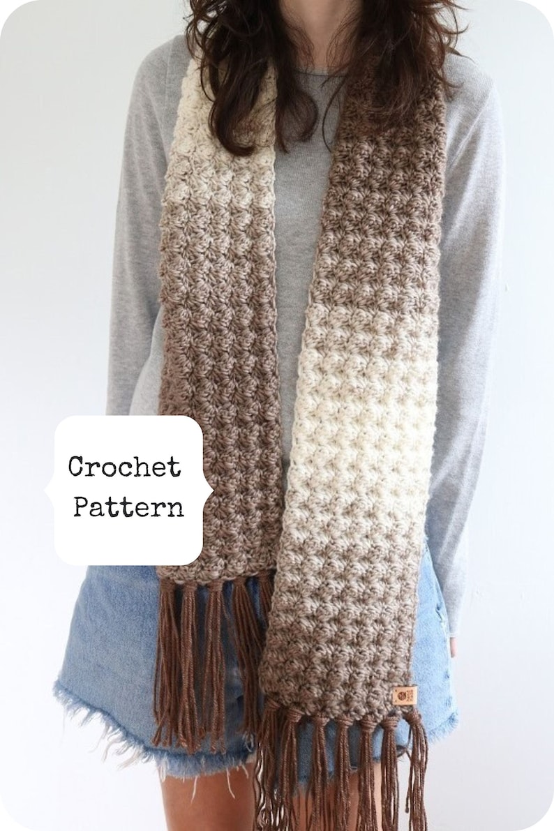 Crochet Scarf Pattern for Women, Fall Crochet Scarf Pattern, Chunky Crochet Scarf Pattern, Scarf Crochet Pattern, crochet scarf pattern pdf image 1
