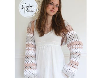 Crochet Shrug Pattern Easy Granny Square Shrug Long Sleeve Beginner Crochet Bolero pdf