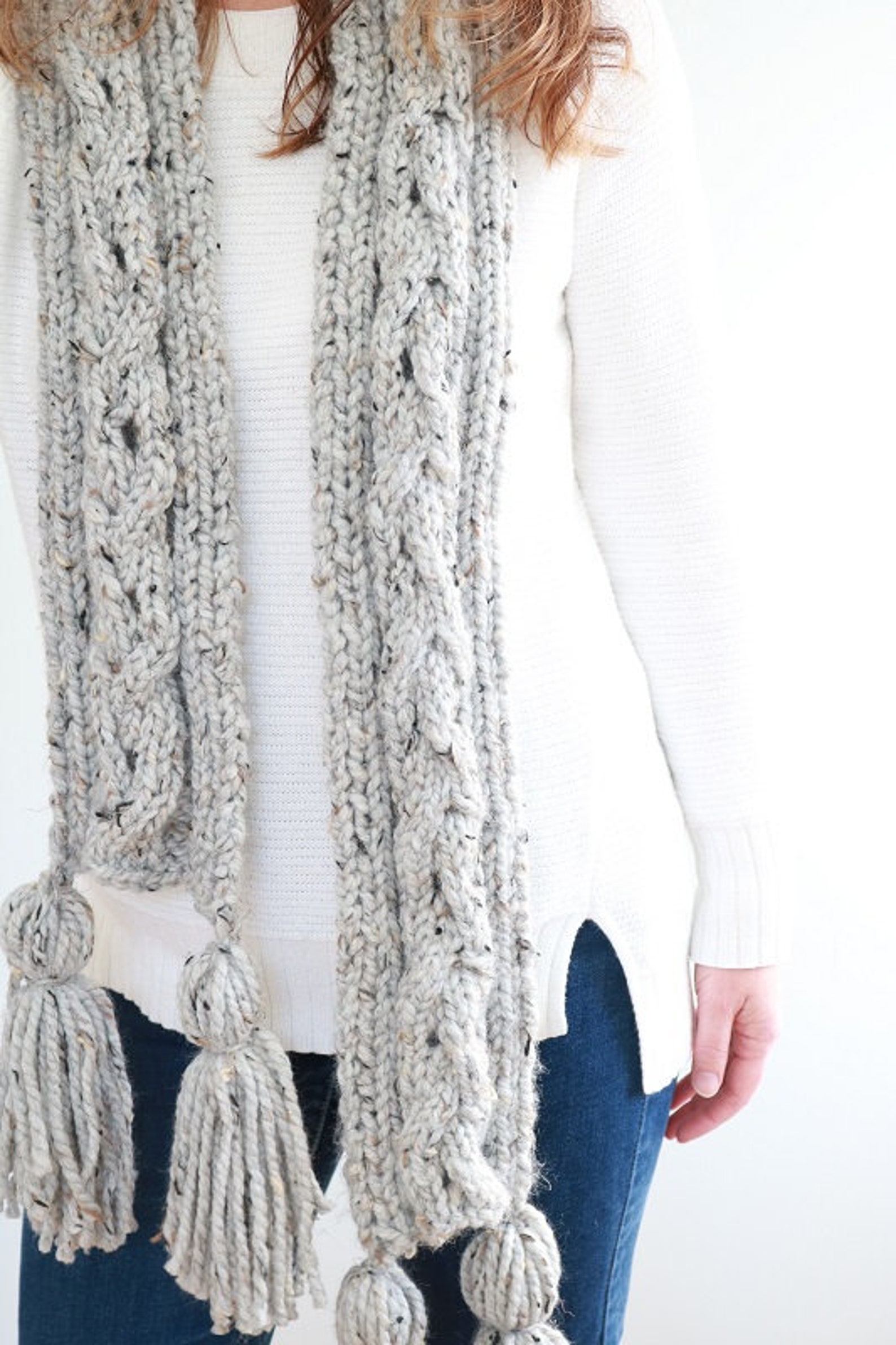 Cable Knit Scarf Pattern - PDF Knitting Template, Cozy Winter Accessory ...