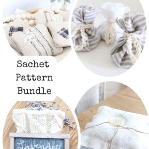 Lavender Sachet Pattern, Lavender Bag, Lavender Sachet, Sewing Pattern bundle, bundle of 4 patterns