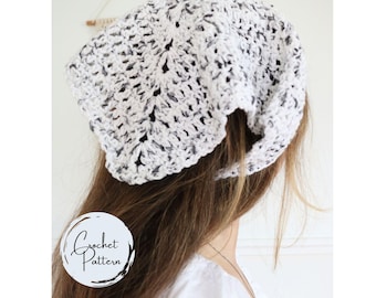 Patrón de pañuelo de ganchillo fácil Pañuelo de ganchillo para principiantes Diadema para el cabello Pañuelo de algodón para el cabello para mujeres