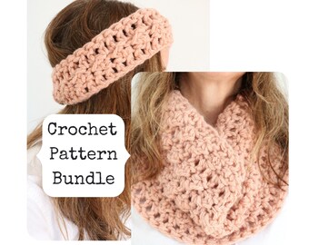 Patrón de cuello de crochet, patrón de cuello de crochet voluminoso, patrón de diadema de crochet, patrón de calentador de orejas de crochet, patrón de calentador de cuello de crochet