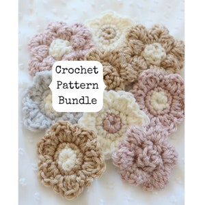 Crochet Flower Pattern, Crochet Flower Applique Pattern, Mini Flower Crochet Pattern, Crochet Flower Garland, Crochet Flower Patch image 1