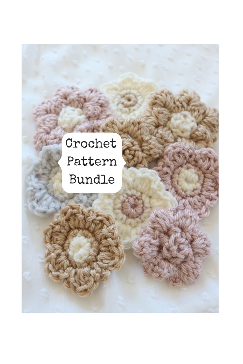 Crochet Flower Pattern, Crochet Flower Applique Pattern, Mini Flower Crochet Pattern, Crochet Flower Garland, Crochet Flower Patch image 1