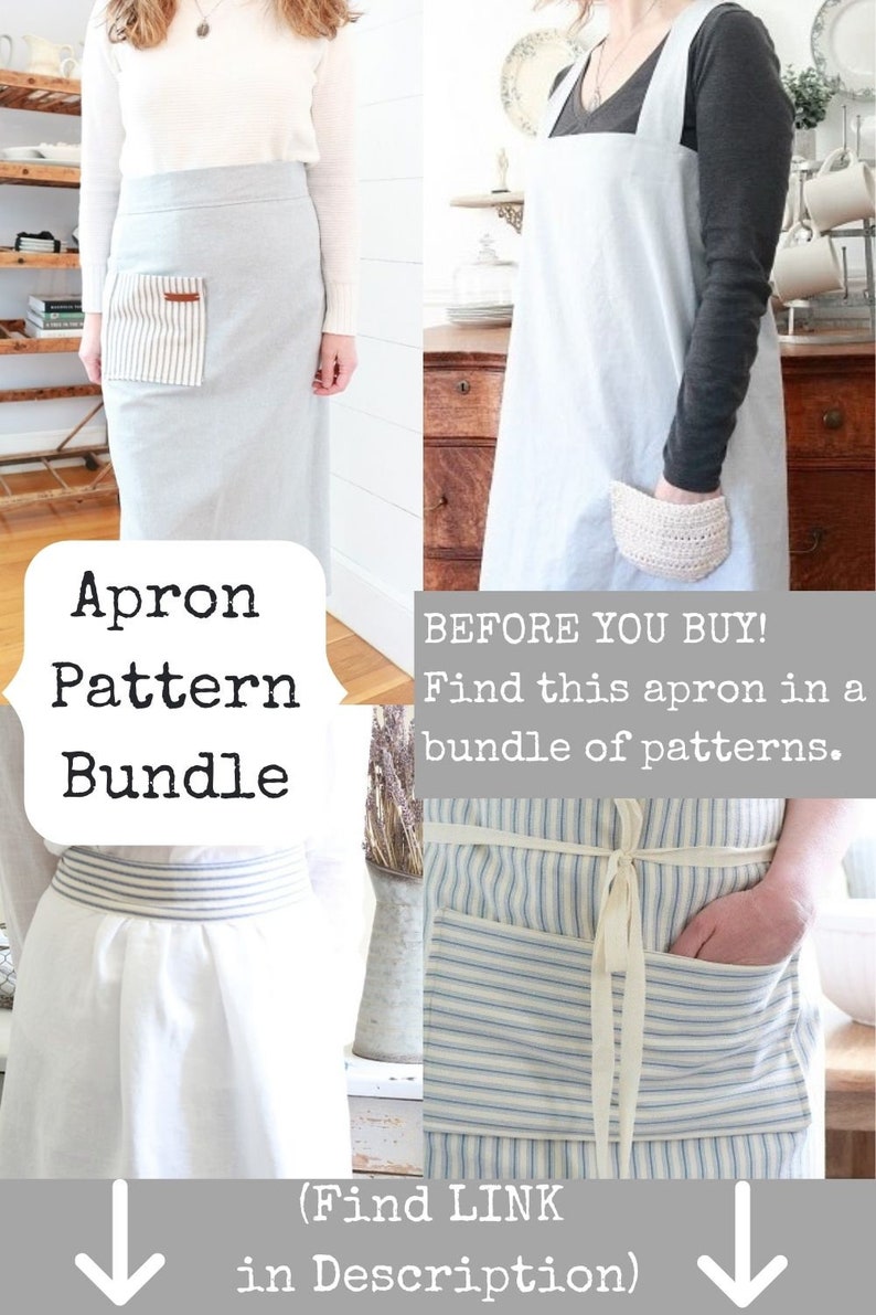 Farmhouse Style Pocket Apron sewing pattern, half apron sewing pattern, farmhouse apron pattern, apron sewing pattern image 8