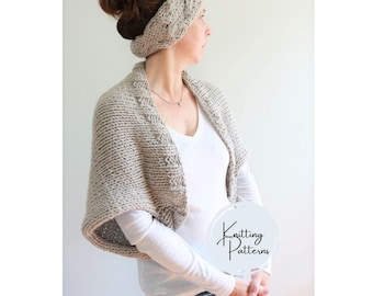 Patrón de encogimiento de hombros tejido, bolero fácil y patrones de calentadores de orejas tejidos, ¡perfecto para principiantes y ropa acogedora para el invierno!