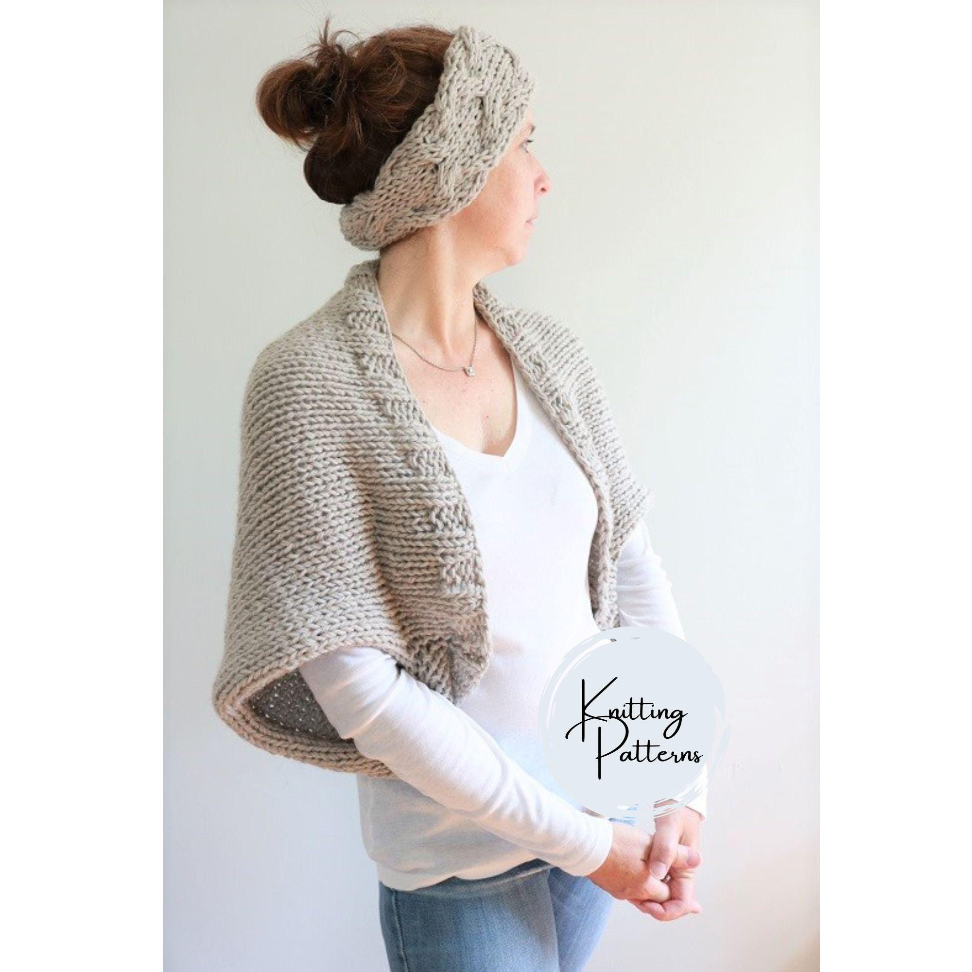 Knit Shrug Pattern, Easy Bolero and Knit Ear Warmer Patterns, Perfect for  Beginners \u0026 Cozy Winter Wear! - Etsy, image size:2000x2000