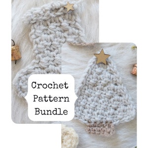 Crochet Christmas Tree Ornament Pattern, Crochet Flat Christmas Tree Pattern, Mini Stocking Crochet Pattern, Crochet Christmas Tree Garland