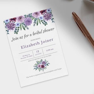Floral Bridal Shower Invite with Recipe Card Bundle