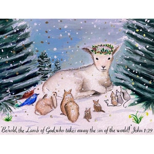 Carte unique | de voeux de Noël | Illustration aquarelle | Animal de Noël | Carte de voeux de Noël