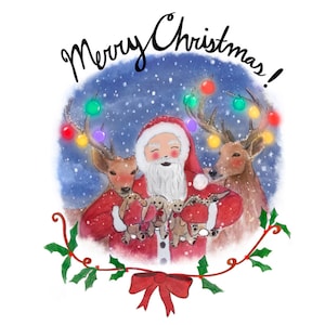 Einzelkarte | Weihnachtskarte | Feiertags-Gruß-Karte | Nikolaus Hasen | Weihnachtstiere | Aquarell Grußkarte |