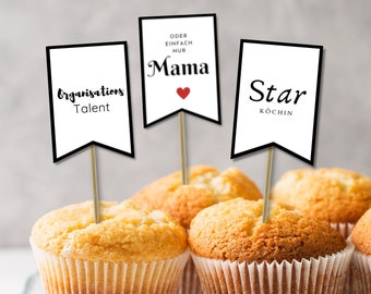 Muttertagsgeschenk Caketopper Girlande, Synonyme für Mama zum Muttertag