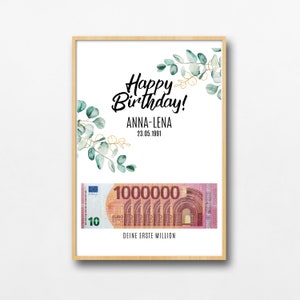 Geldgeschenk Geburtstag Deine erste Million zum Ausdrucken und Personalisieren