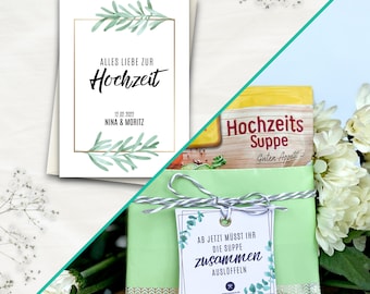 Hochzeitssuppe Anhänger und Hochzeitskarte zum Ausdrucken und Personalisieren