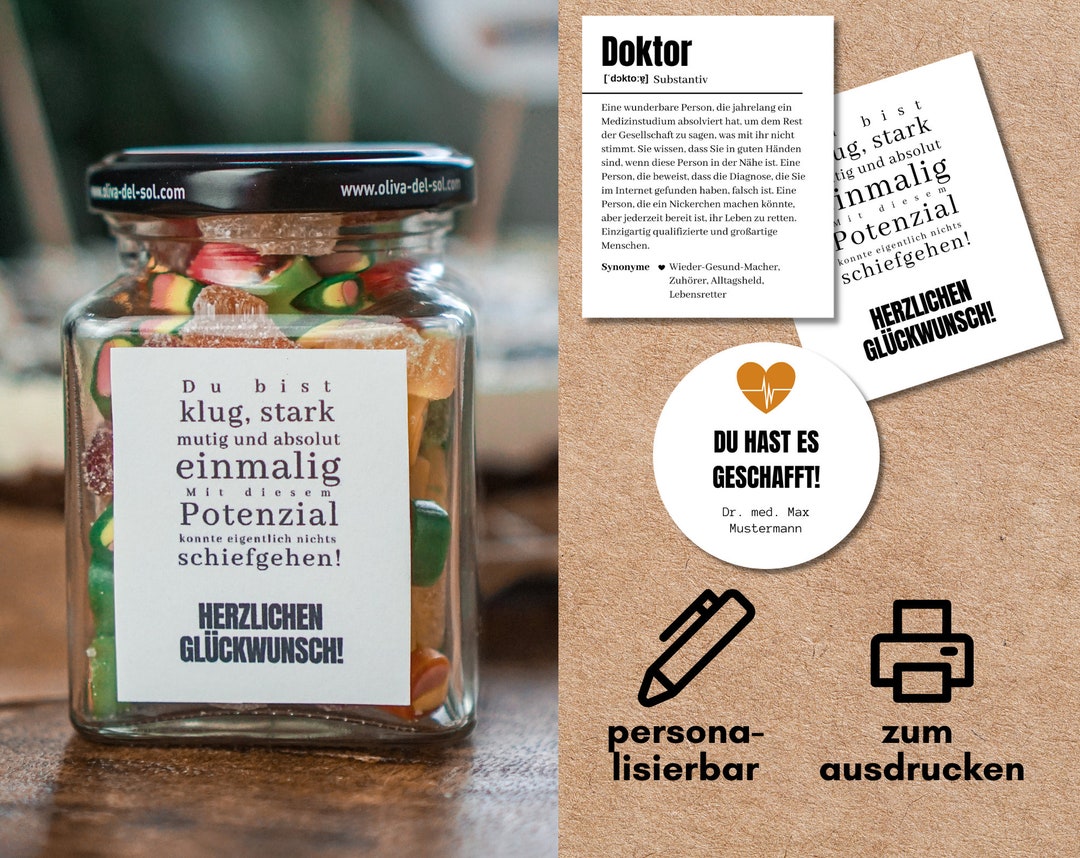 Doktortitel Geschenk, Promotion Medizin, Graduation, Abschluss, bestandene Prüfung, Druckvorlage