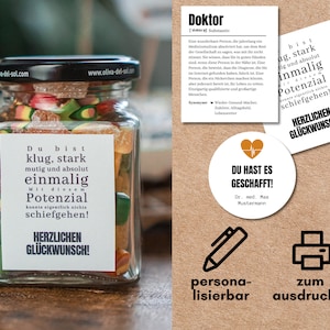 Doktortitel Geschenk, Promotion Medizin, Graduation, Abschluss, bestandene Prüfung, Druckvorlage, Sofort-Download