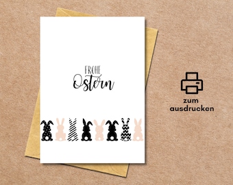 Osterhasen Download Postkarte zum Ausdrucken Frohe Ostern