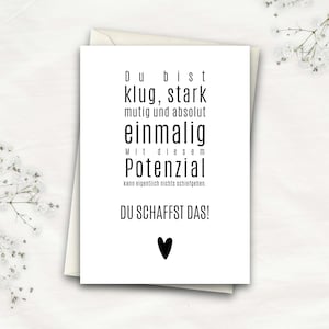 Prüfung Karte "Du schaffst das" zum Downloaden und ausdrucken