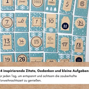 Adventskalender Achtsamkeit gefüllt mit 24 nachhaltigen Ideen für die Weihnachtszeit, Selbermachen, Druckvorlage, Upcycling Konservendose Bild 3