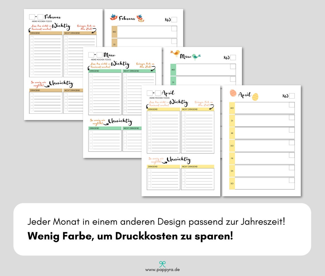 Wochenübersicht A5 1W1S Kalendereinlagen undatiert  Etsy