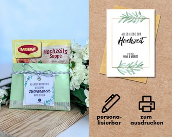 Lustiges Gastgeschenk Hochzeitssuppe zum Ausdrucken und Personalisieren