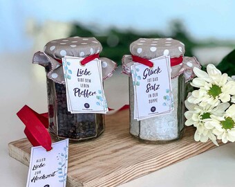Salz und Pfeffer zur Hochzeit: DIY Geschenkanhänger PDF Druckvorlage