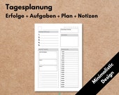 Tagesplanung 1T1S Kalendereinlagen, Erfolgsjournal, Prioritäten, Filofax Organizer Planer, Tagesübersicht, Download, Minimalistic Design