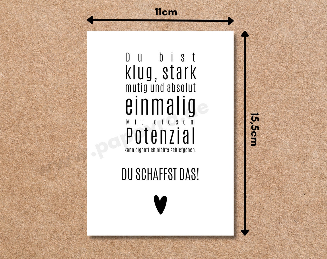 Prüfung Karte Du schaffst das zum Downloaden und - Etsy