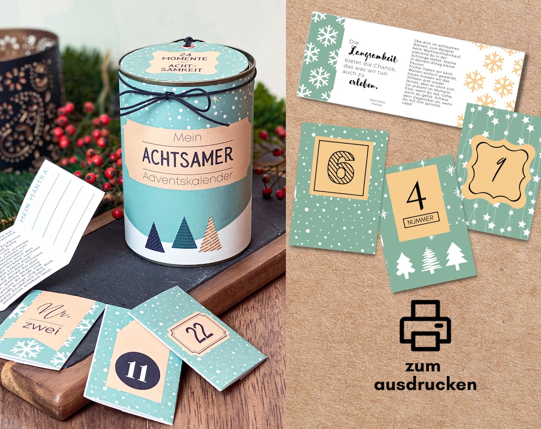 Adventskalender Achtsamkeit gefüllt mit 24 nachhaltigen Ideen für die