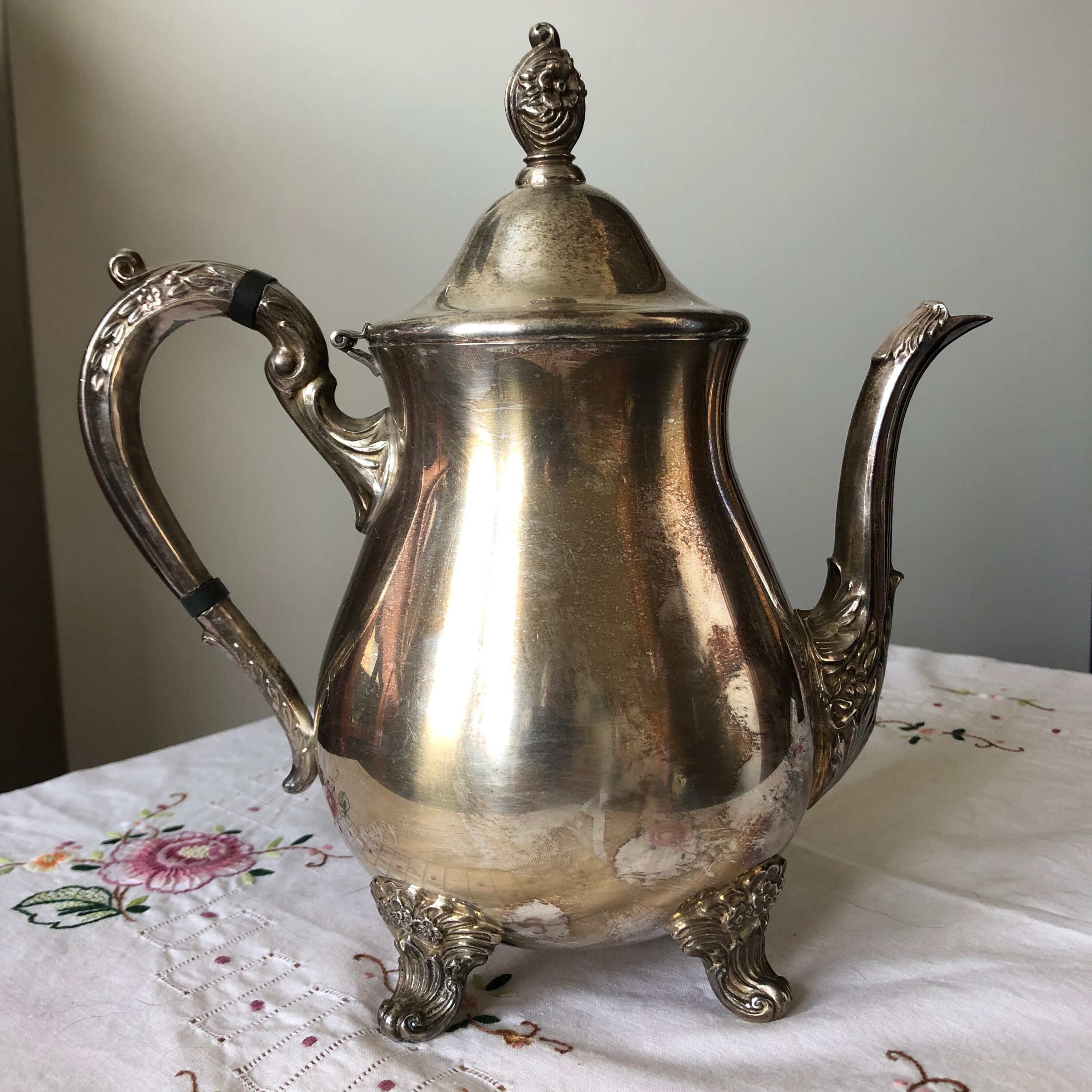 Vintage Ornate Silver Plated Coffee Pot 