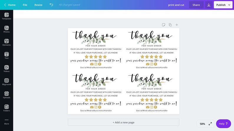 INSTANT DOWNLOAD Thank You Card/ Editable and Printable Thank | Etsy