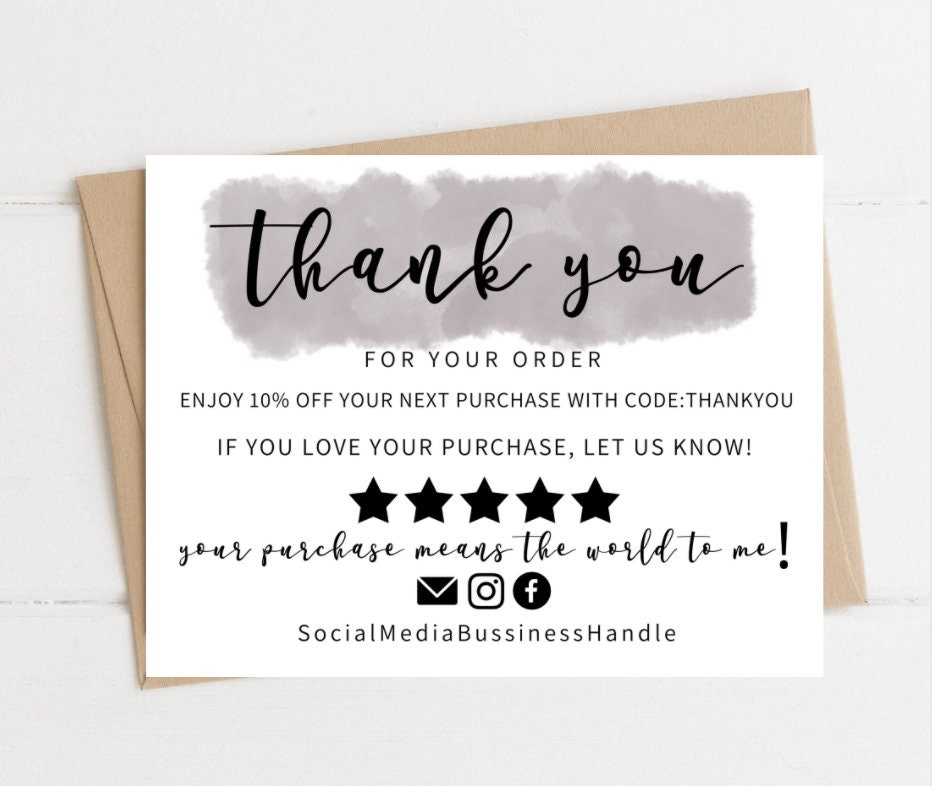 Thank You for Your Order Cardinstant Download Thank You - Etsy