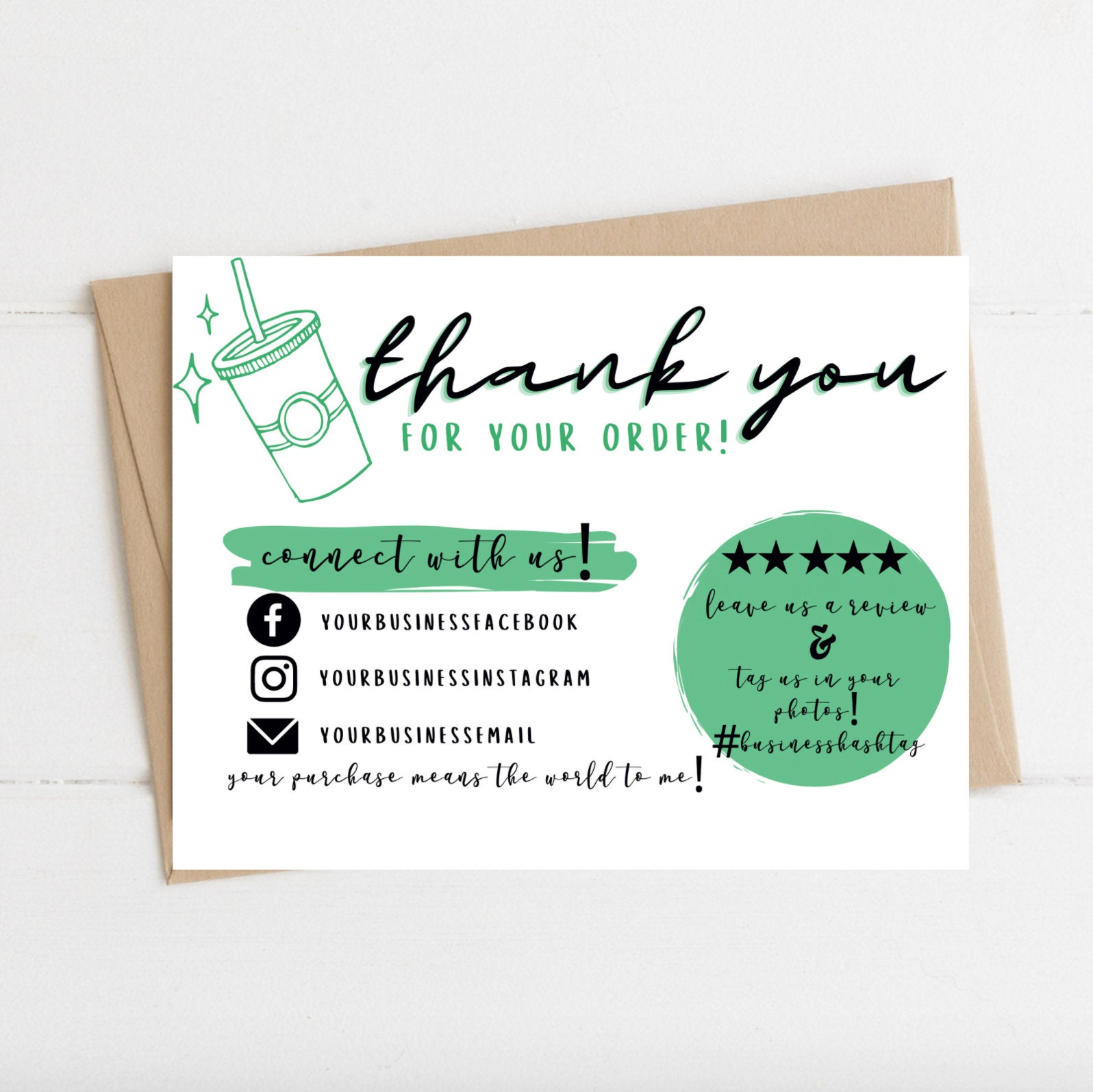 INSTANT DOWNLOAD Thank You Card for Tumblers/ Editable and - Etsy