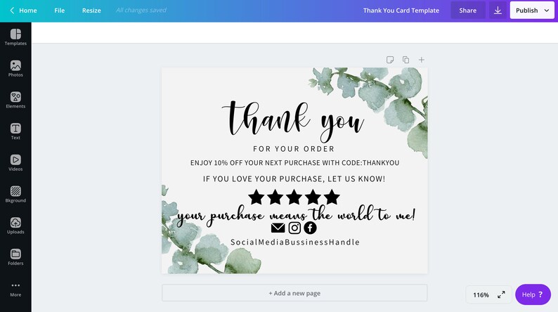 INSTANT DOWNLOAD Thank You Card/ Editable and Printable Thank - Etsy