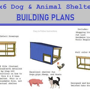 Dog House for outside dogs / Guardian Dog Shelter / Large or Medium Animal Shed / DIY wood working Plans / Great All Weather Dog House