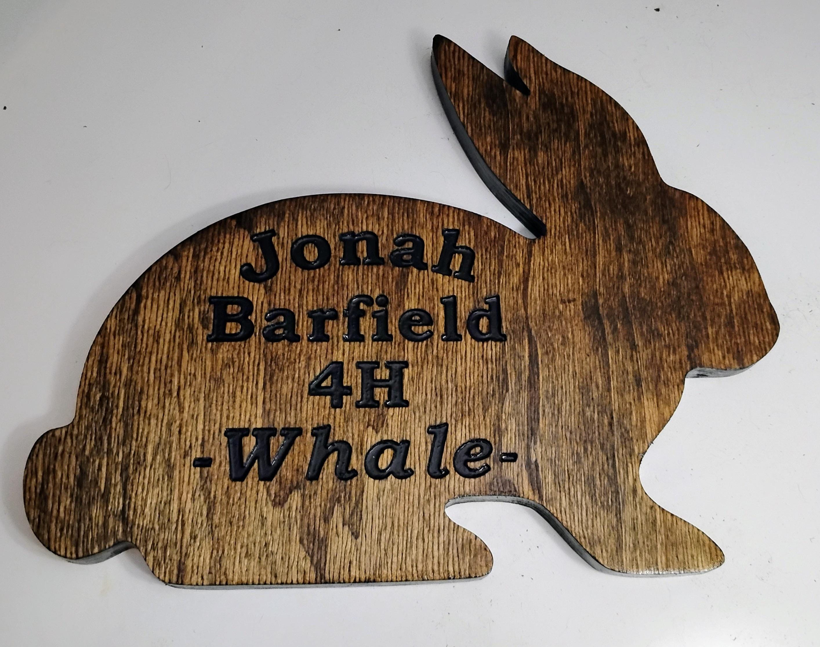 Custom Engraved Rabbit Show Sign: Solid Wood Farm Decor (16