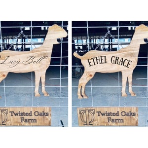 Goat & Lamb stall pen sign for the farm 4H or FFA Shows or Goat decor for home. Solid wood or painted custom engraving and finish. 22" x 20"