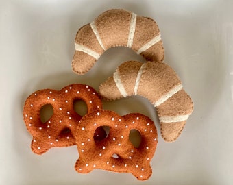 Felt Croissants/Felt Pretzels/Felt Soft Pretzels/Felt Food