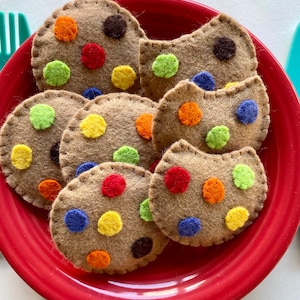 Felt Play Cookies/Felt Chocolate Chip Cookies/Play Food/Cookie Monster/M & M cookies
