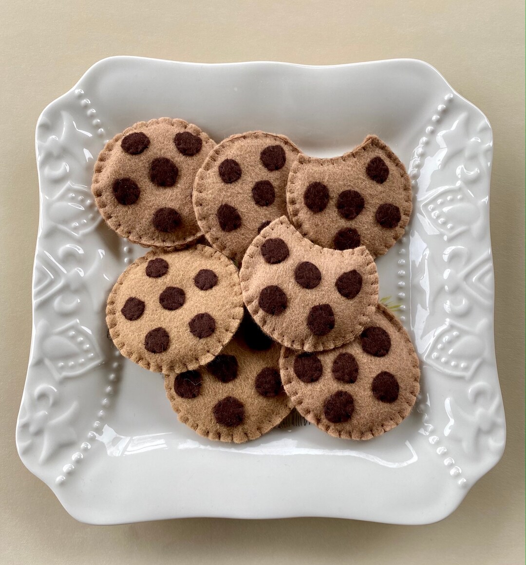 Felt Play Cookies/felt Chocolate Chip Cookies/play Food Etsy