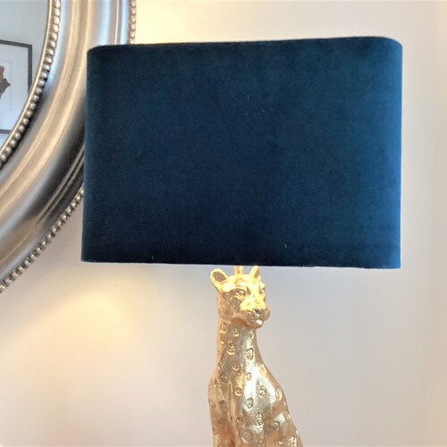 Royal Blue Luxury Cotton Velvet Rectangular Lampshade Etsy UK