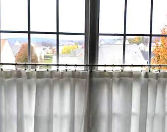 Applause Privacy Linen Blend Cafe Curtains | Non-See-Through Rod Pocket Tiers, Farmhouse Style Fabric