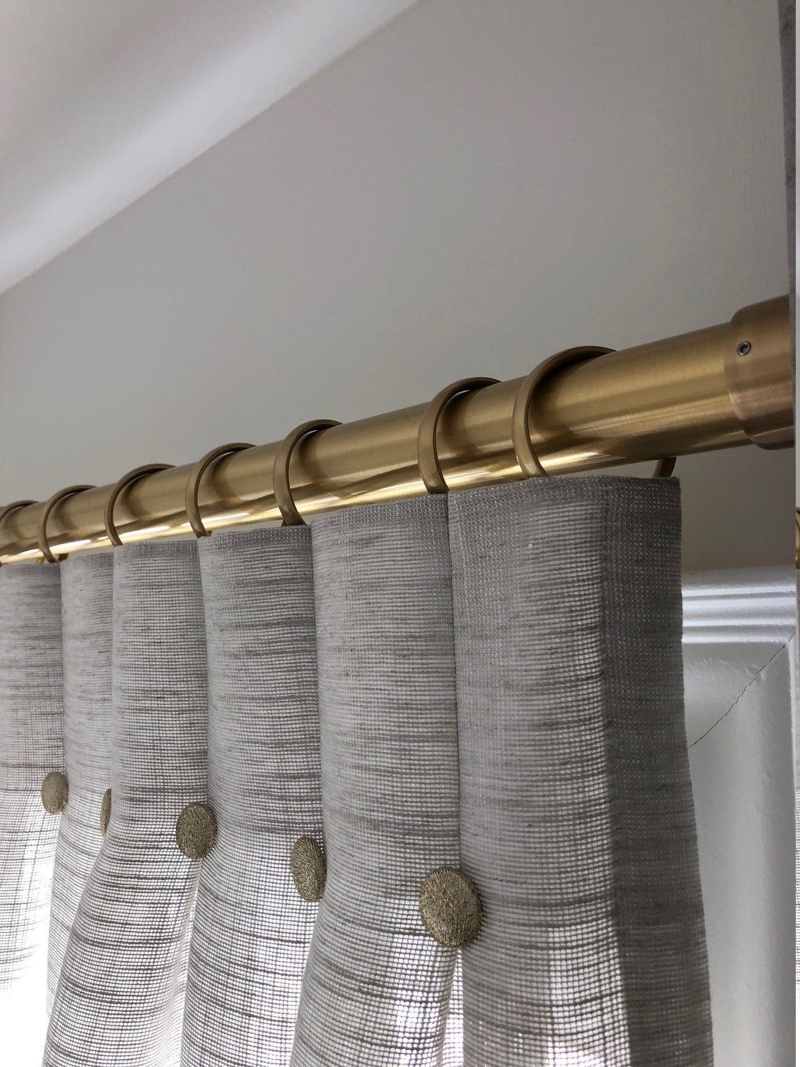 Lucite Drapery Rods Satin Brass and Polished Brass Drapery Etsy