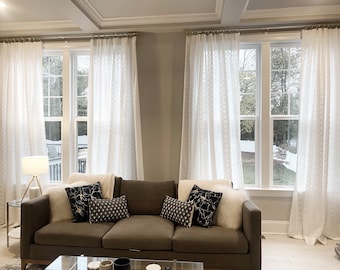Waves Sheer Curtain Panel: Custom Linen-Texture Drapes, Pinch/French Pleat