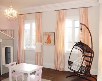 Blush Pink Linen Blend Curtains, Blackout Curtains Available