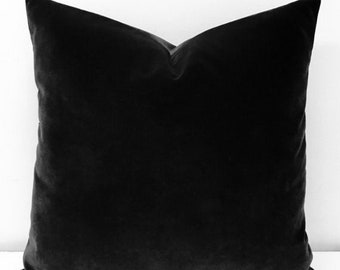 Black Velvet Pillow Cover: Handmade Decorative Cushion Case