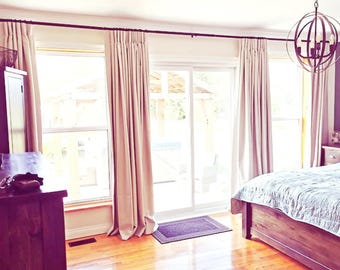Miracle -Extra wide Custom Cotton Blend Curtains, Drapery Panels with Pleats, Blackout available