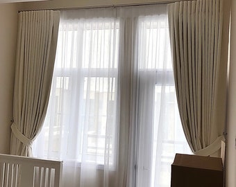 Pamper - Cotton Drapery Panel: Pinch Pleat Linen Look Texture, Blackout Available