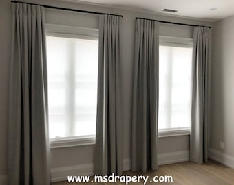 Classic - Linen Cotton Blend Drapery Panels: Pinch or French Pleats, Blackout Curtains